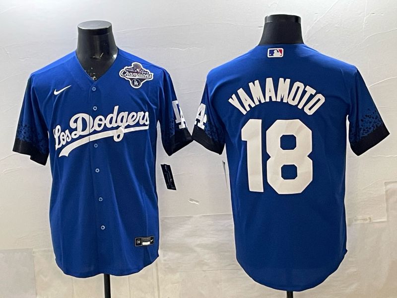 Men 2026 Nike Los Angeles Dodgers #18 Yamamoto Blue Game MLB Jersey 08->los angeles dodgers->MLB Jersey